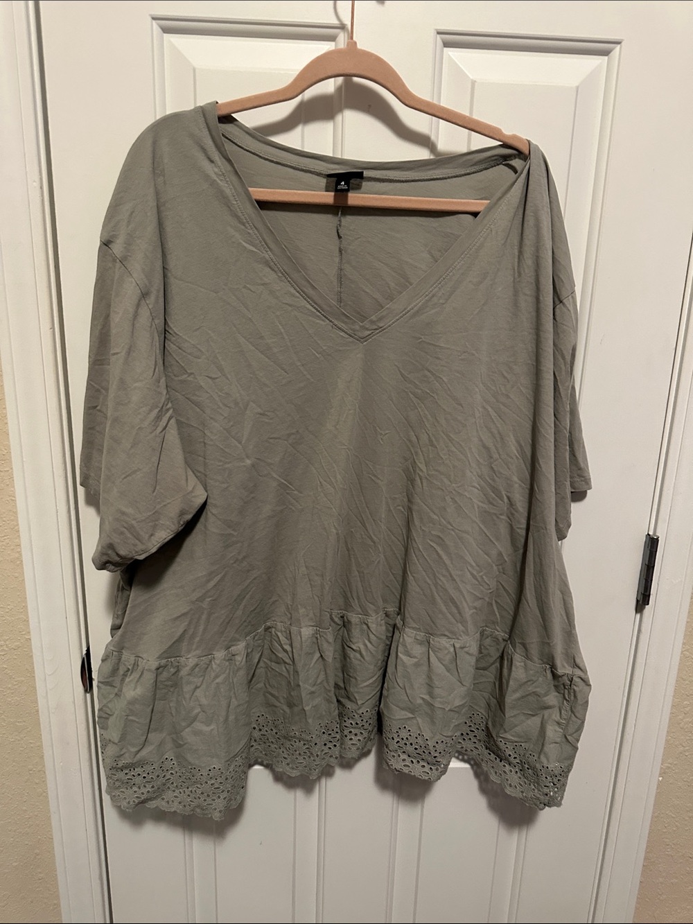 torrid Sage Green V-Neck Eyelet-Hem Tunic